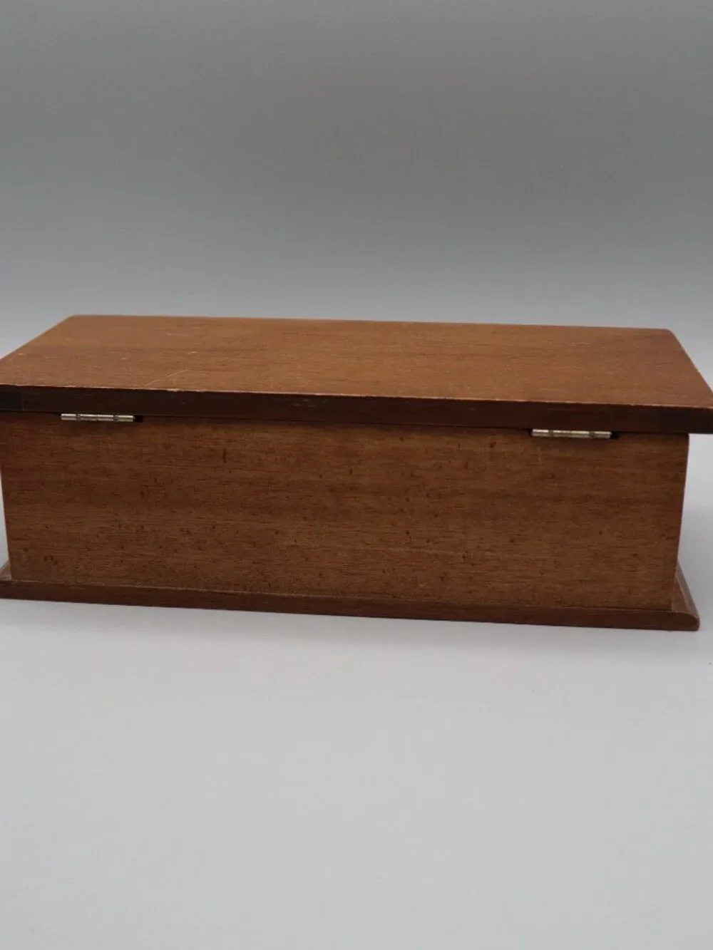 Vintage Wooden Jewelry Organizer Box w/ Mirror Velvet Lined Metal Hardware 11